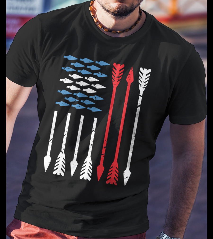 American Flag Arrow Archery Vintage Distressed Stars And Stripes Arrows T-Shirt