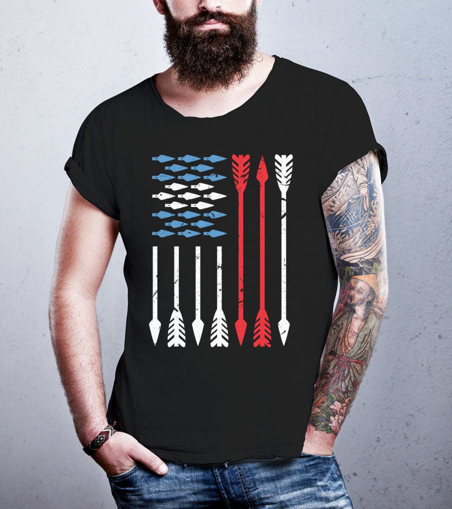 American Flag Arrow Archery Vintage Distressed Stars And Stripes Arrows T-Shirt