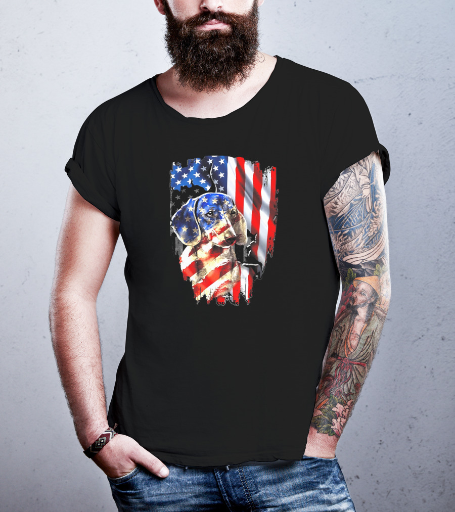 American Flag Dachshund USA T-Shirt
