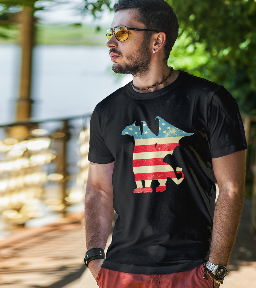American Flag Vintage Dragon T-Shirt