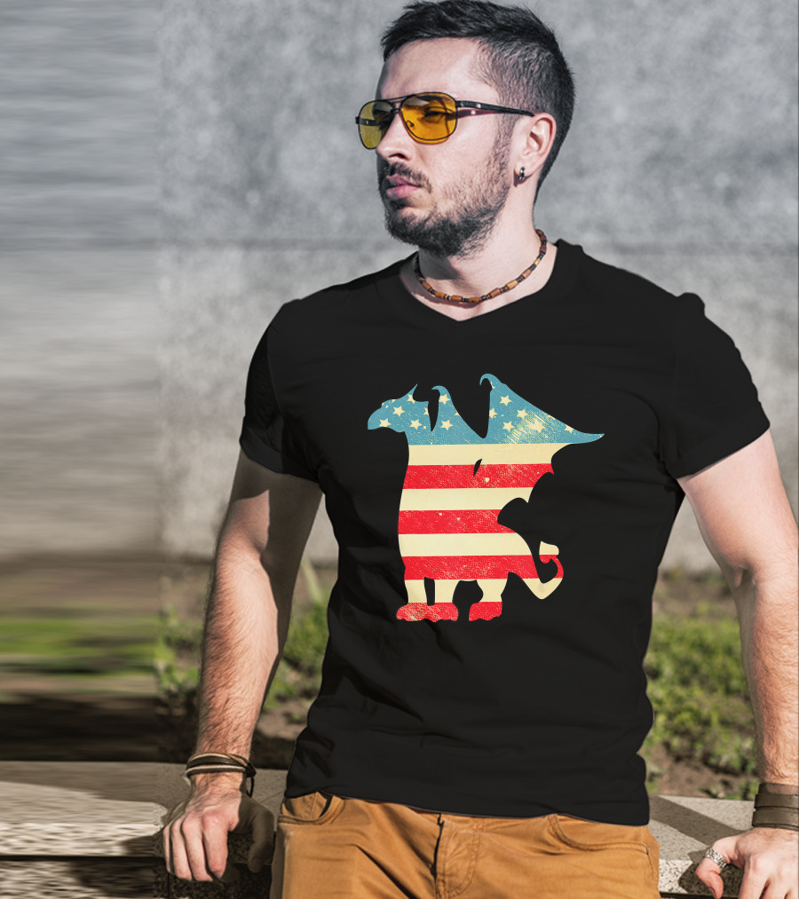 American Flag Vintage Dragon T-Shirt