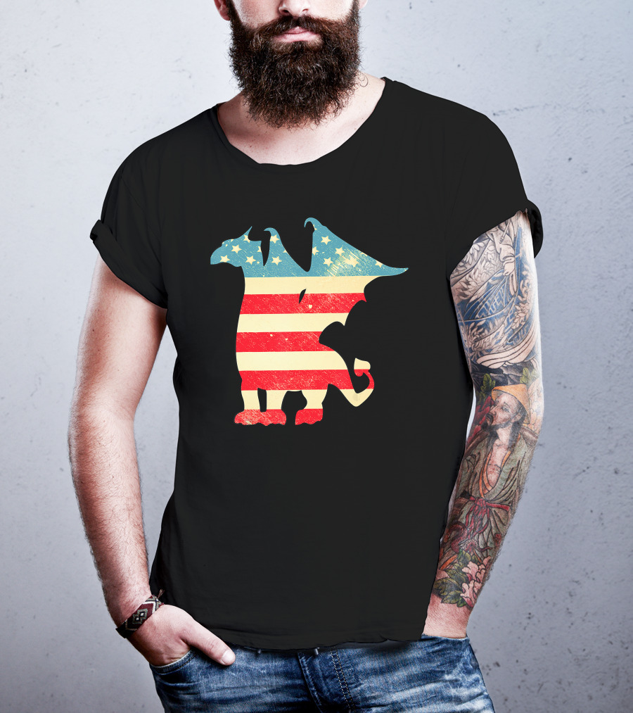 American Flag Vintage Dragon T-Shirt