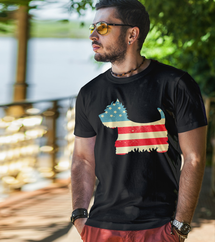 American Flag Vintage Westie T-Shirt