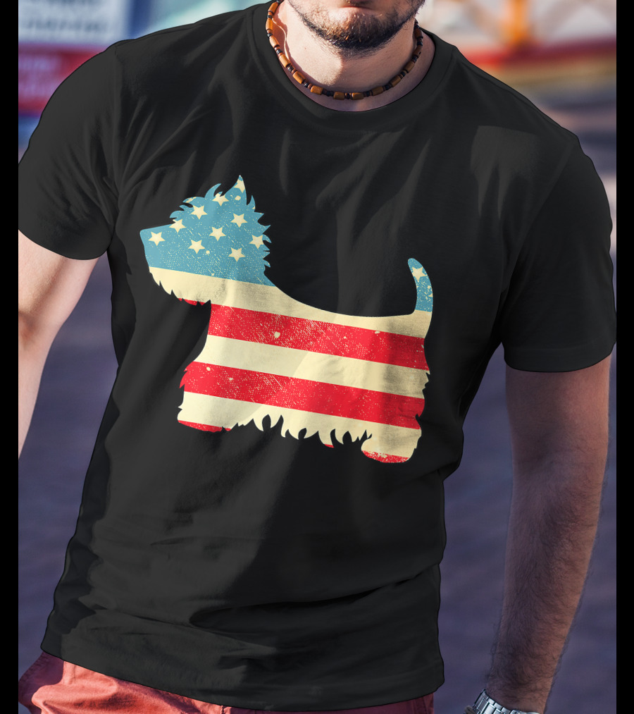 American Flag Vintage Westie T-Shirt