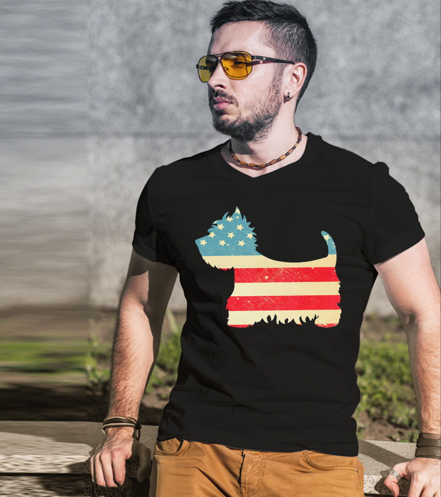 American Flag Vintage Westie T-Shirt