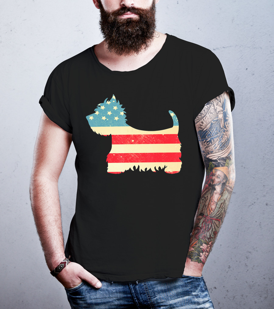 American Flag Vintage Westie T-Shirt