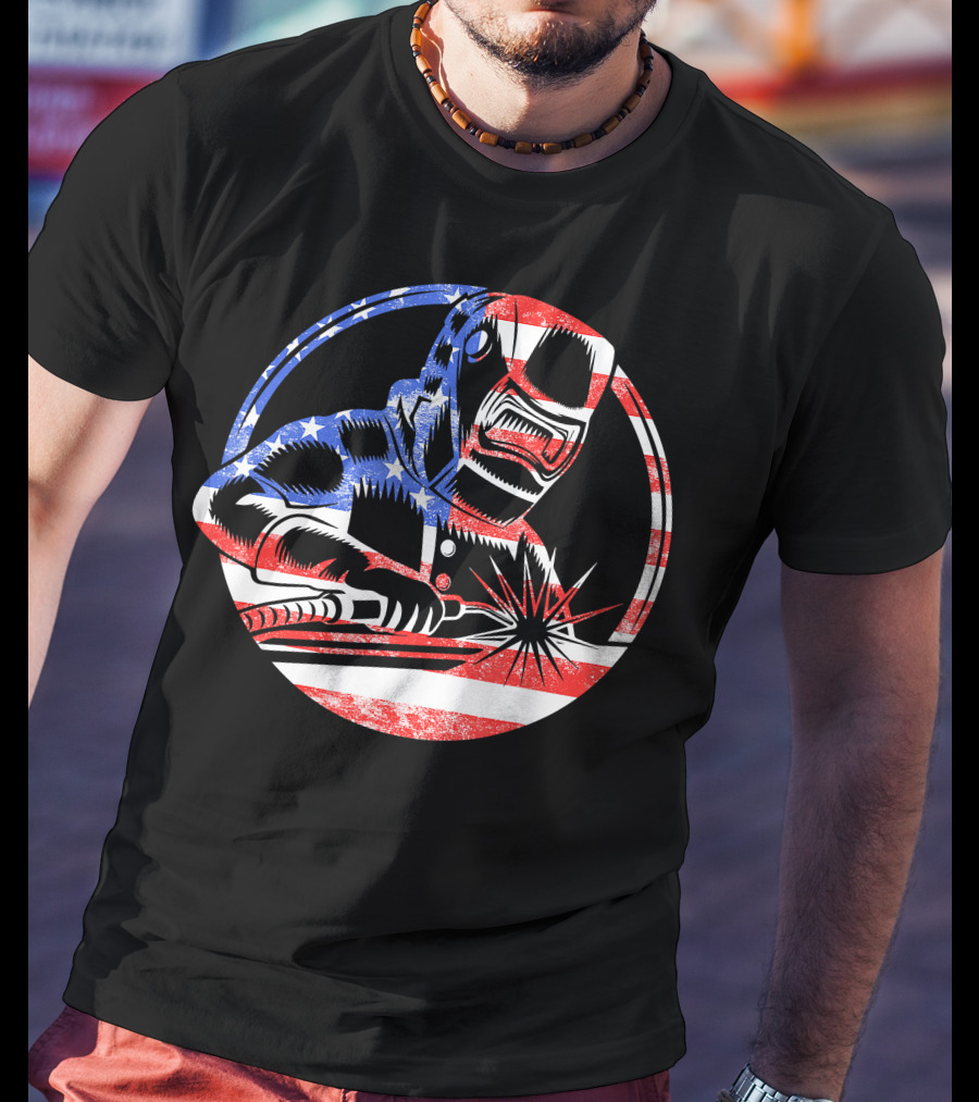 American Flag Welding USA Worker Welder T-Shirt