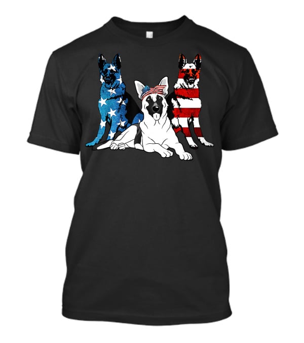 American German Shepherd US Stars And Stripes Trio T-Shirt
