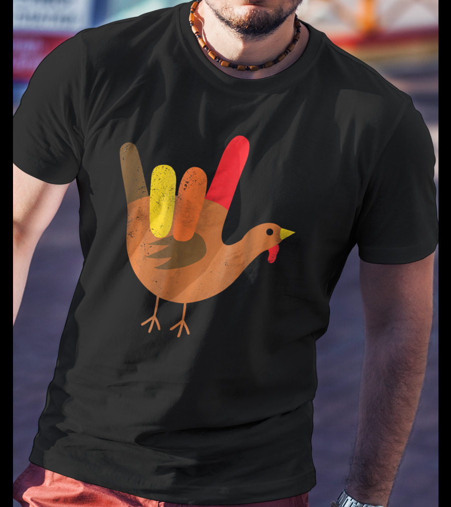 American Sign Language I Love You Thanksgiving Turkey T-Shirt