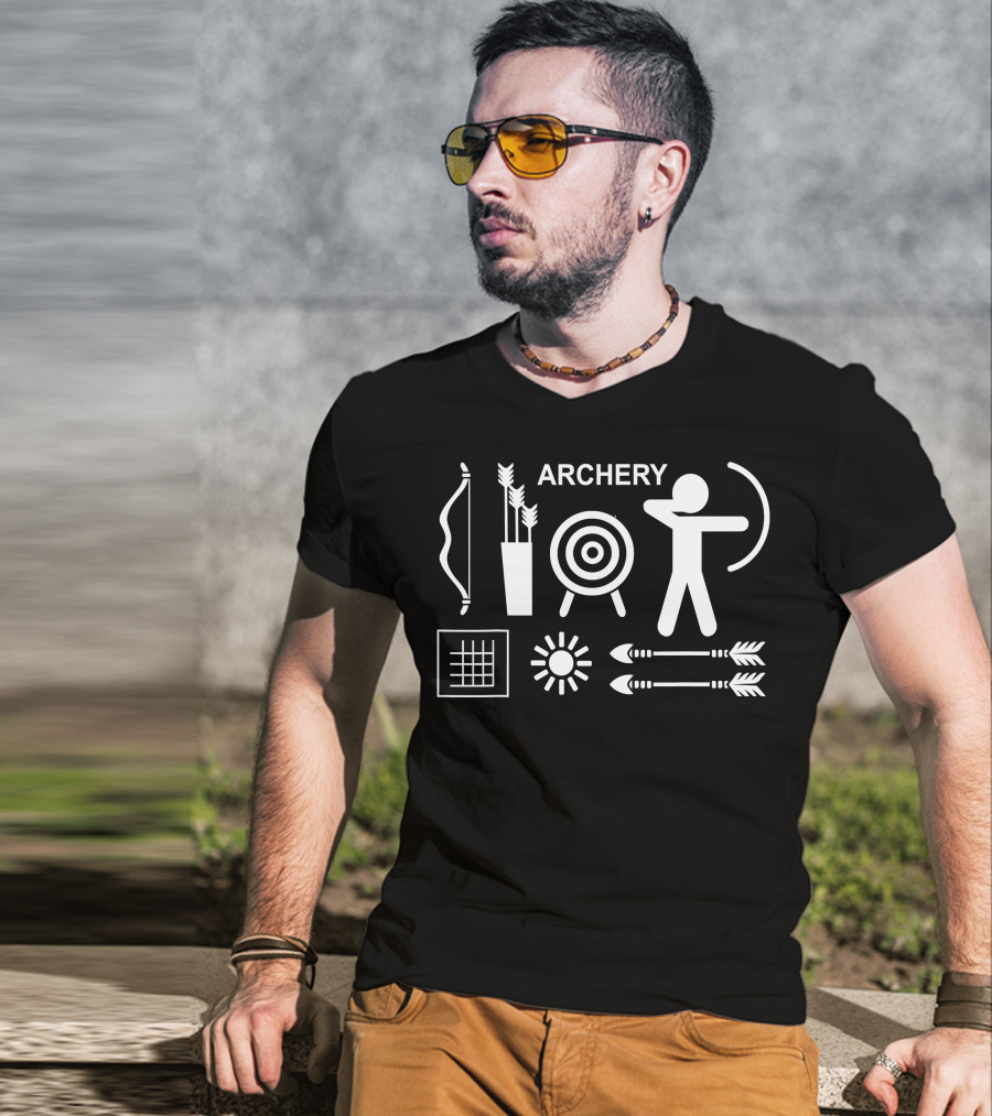 Archery Bow And Arrow Target Icon Set T-Shirt