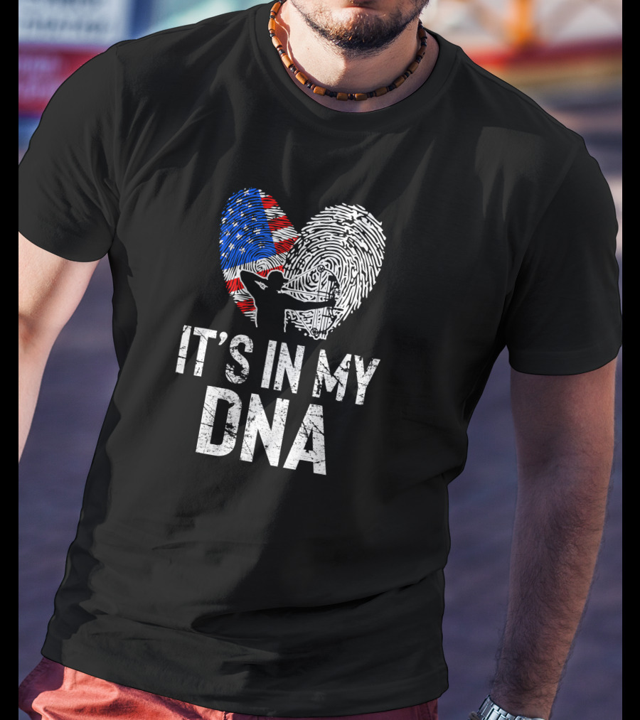 It's In My DNA Archery American Flag Fingerprint T-Shirt
