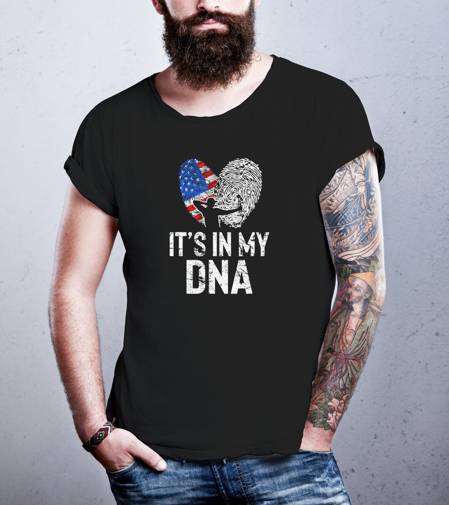 It's In My DNA Archery American Flag Fingerprint T-Shirt