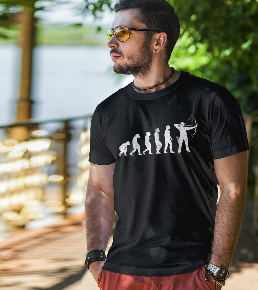 Archery Evolution Human Progression With Bow And Arrow T-Shirt