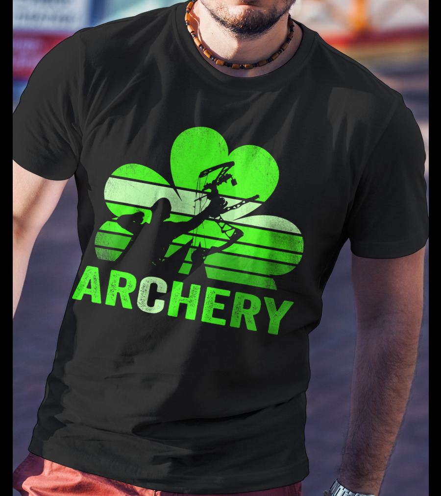 Archery Shamrock St Patrick's Day Bow And Arrow T-Shirt