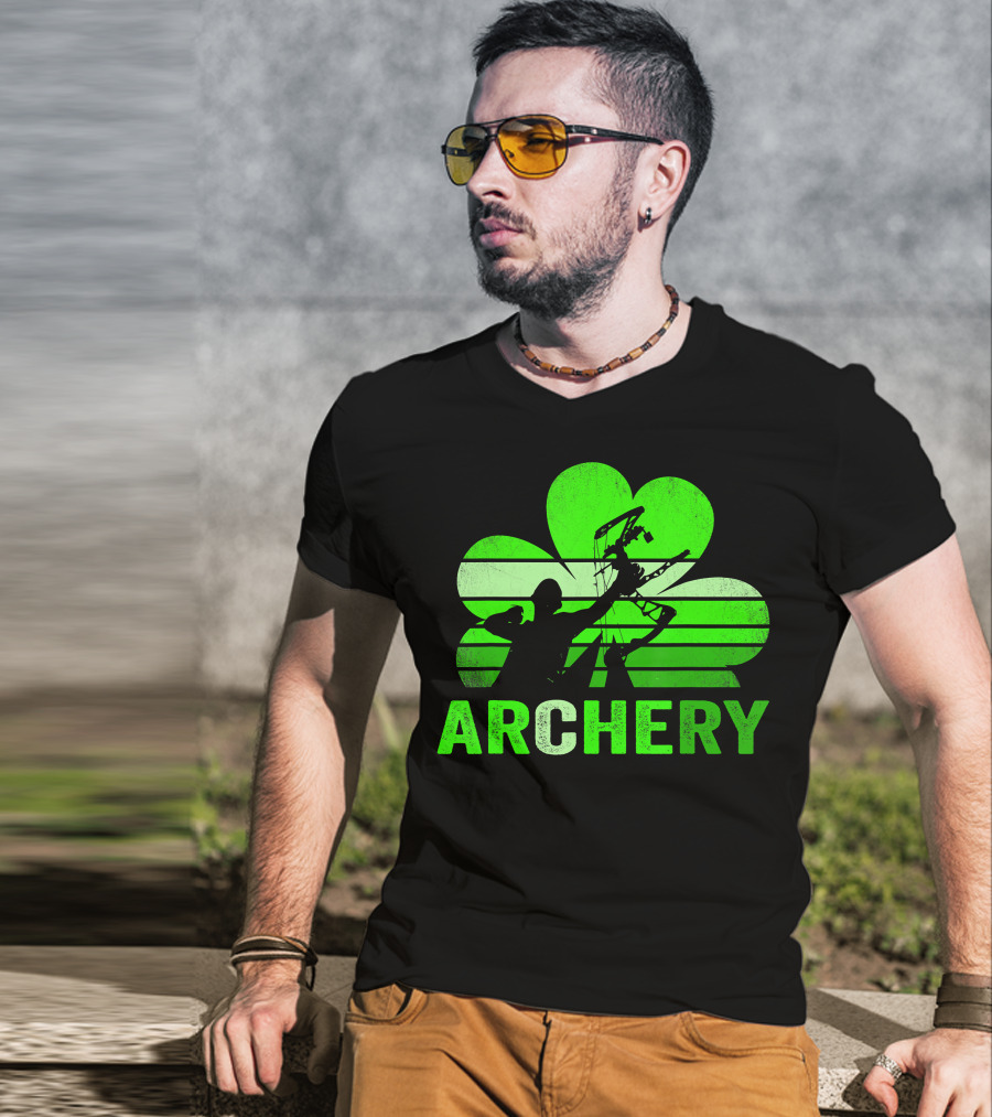 Archery Shamrock St Patrick's Day Bow And Arrow T-Shirt