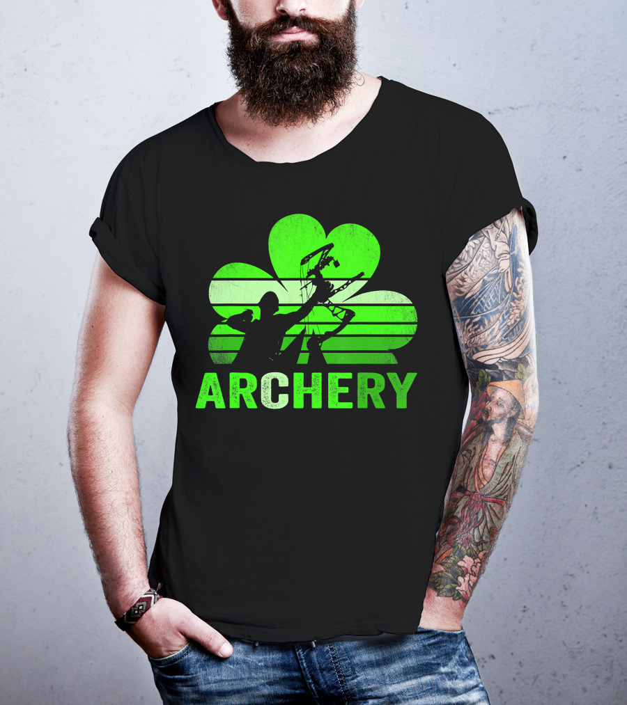 Archery Shamrock St Patrick's Day Bow And Arrow T-Shirt