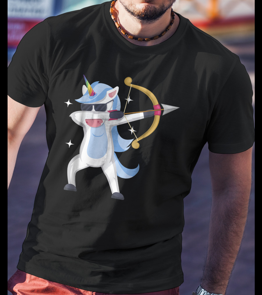 Unicorn Dabbing Archery Magic Arrow Bow T-Shirt