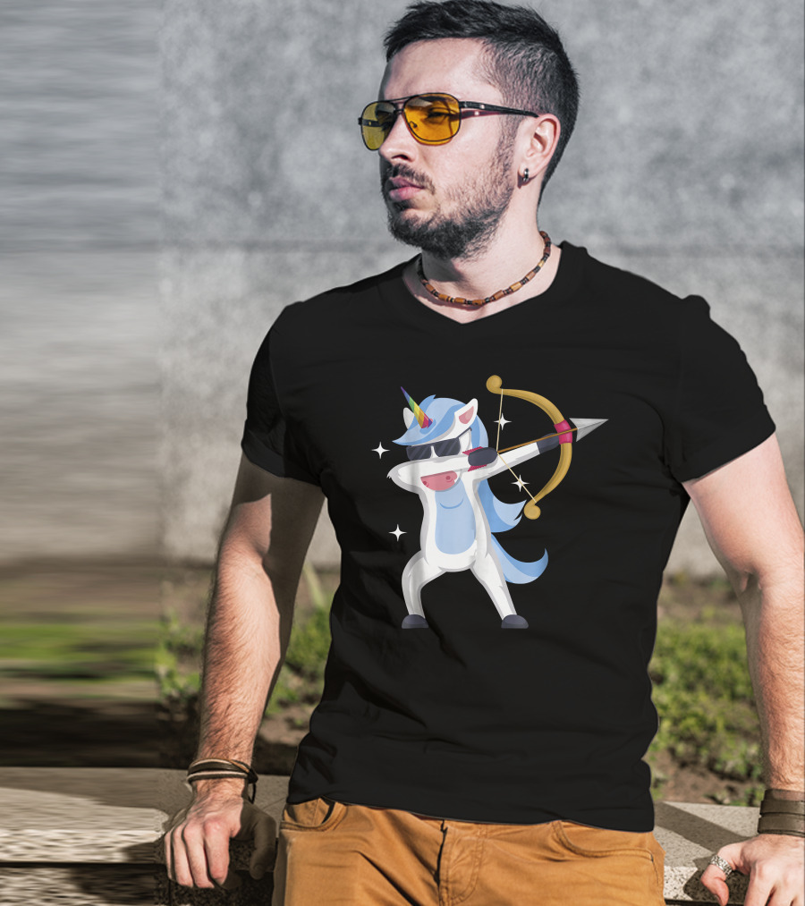 Unicorn Dabbing Archery Magic Arrow Bow T-Shirt