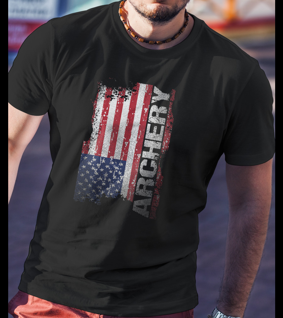 Archery American Flag Distressed Patriotic T-Shirt