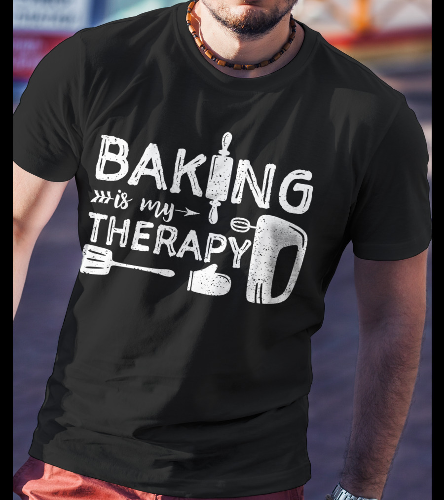 Baking Is My Therapy Rolling Pin Mixer Spatula Oven Mitt T-Shirt