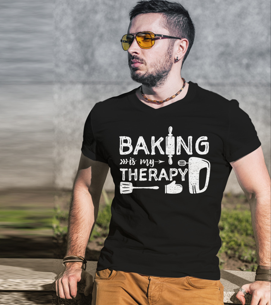 Baking Is My Therapy Rolling Pin Mixer Spatula Oven Mitt T-Shirt