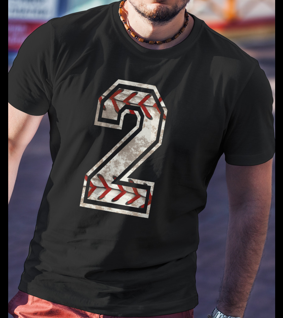 Baseball Number 2 With Stitching T-Shirt