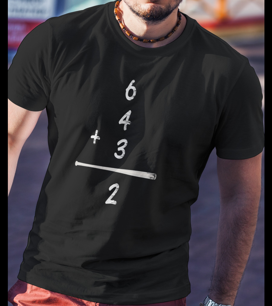 Baseball Math Equation 6 4 3 2 Double Play T-Shirt