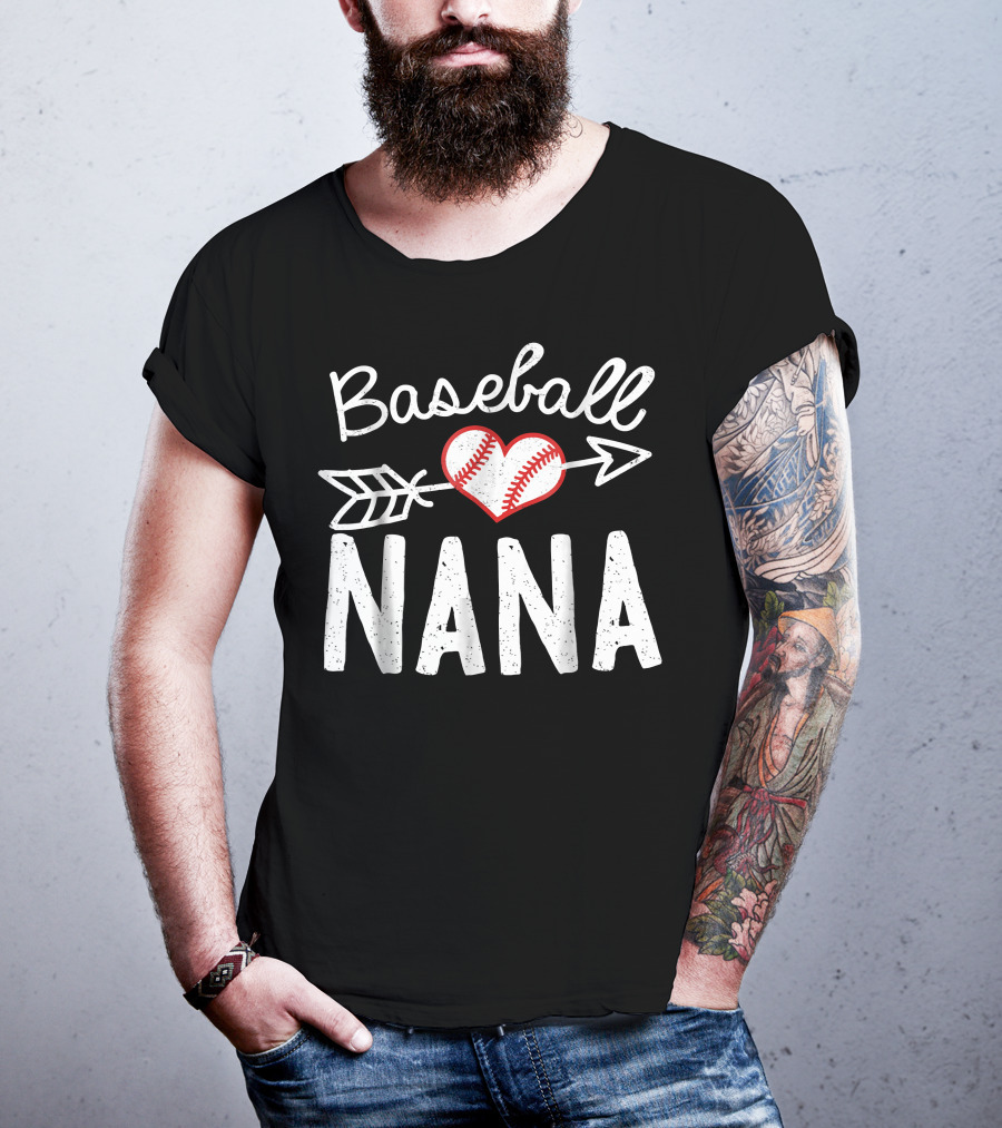 Baseball Nana Heart And Arrow Stitch T-Shirt