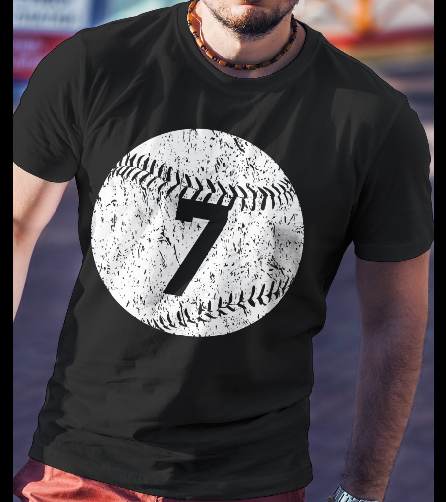 Number 7 Baseball Stitching T-Shirt