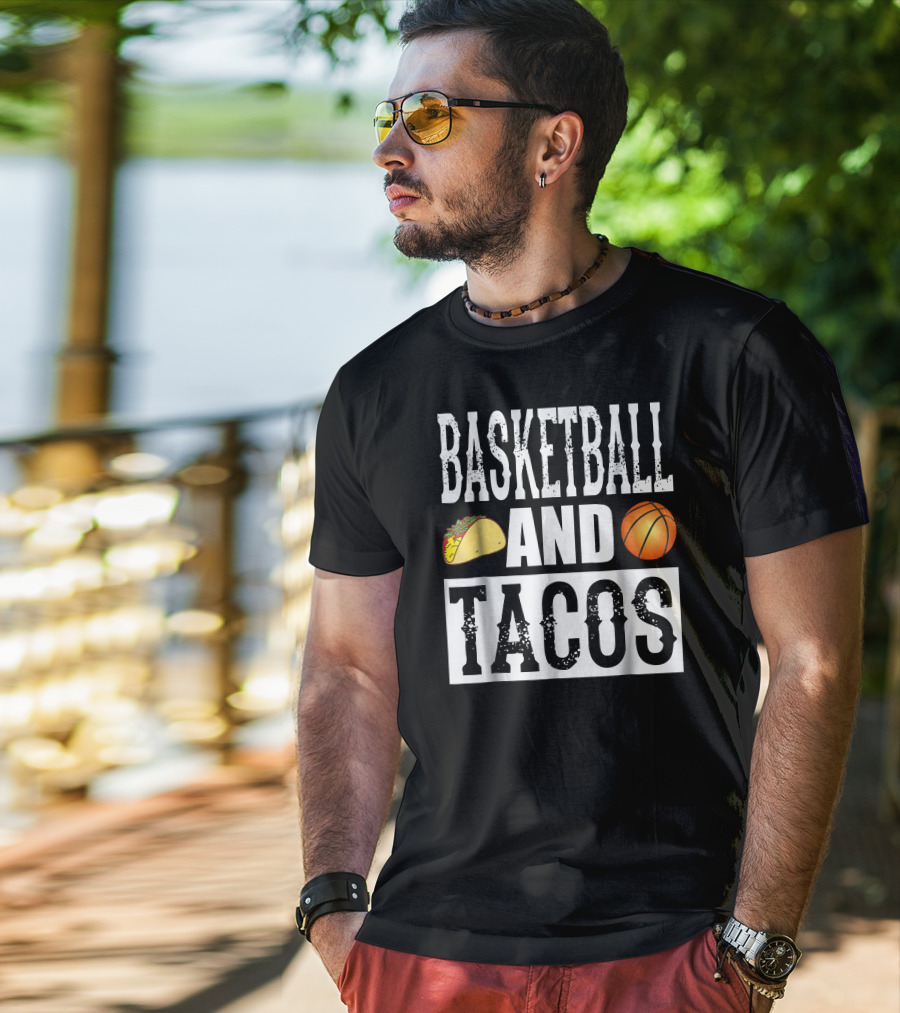Basketball And Tacos Funny Taco With Taco And Basketball Icons T-Shirt