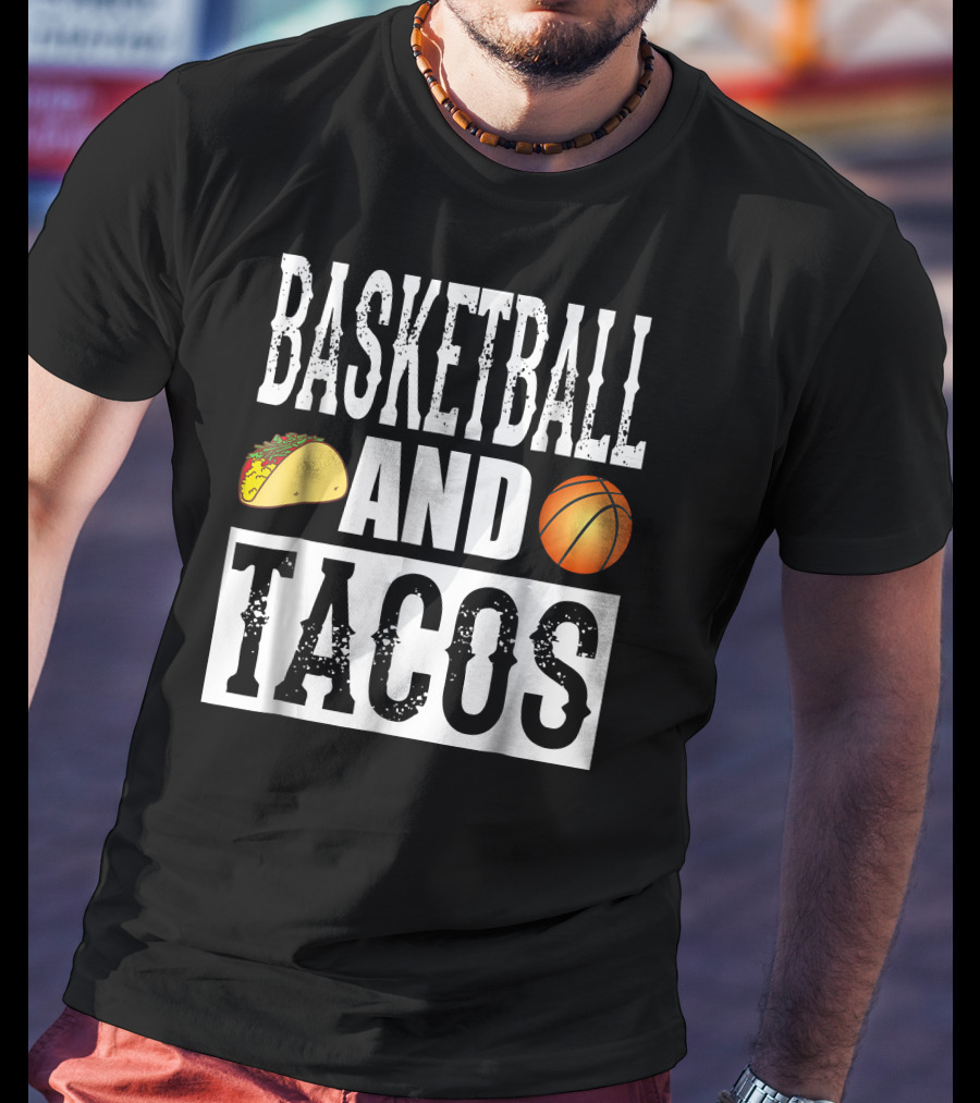 Basketball And Tacos Funny Taco With Taco And Basketball Icons T-Shirt