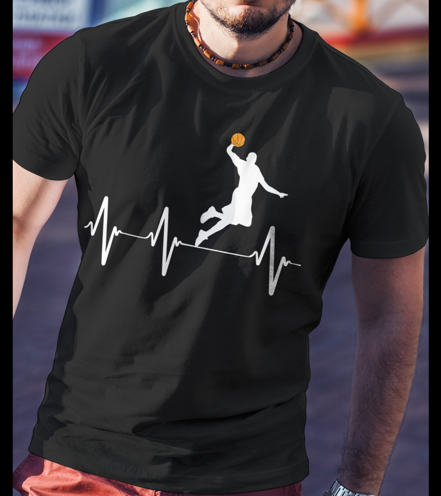 Basketball Dunk Heartbeat Silhouette Pulse T-Shirt