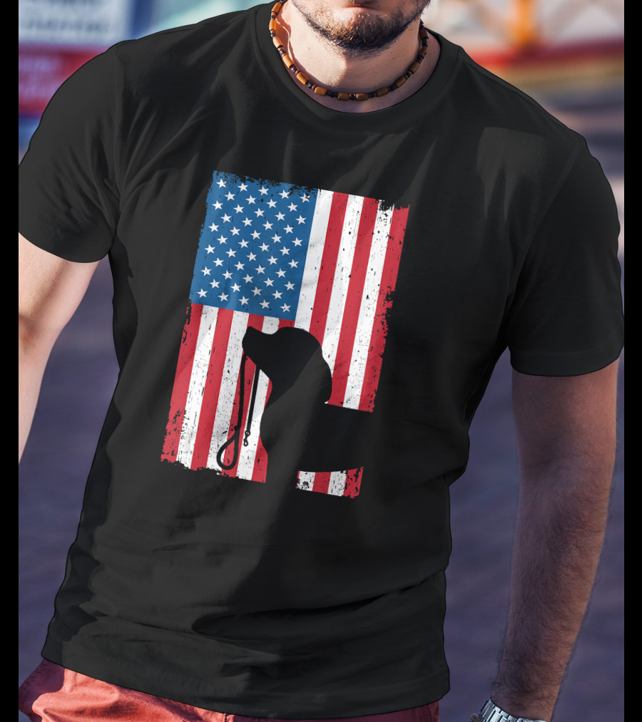 Beagle Silhouette American Flag Patriotic T-Shirt