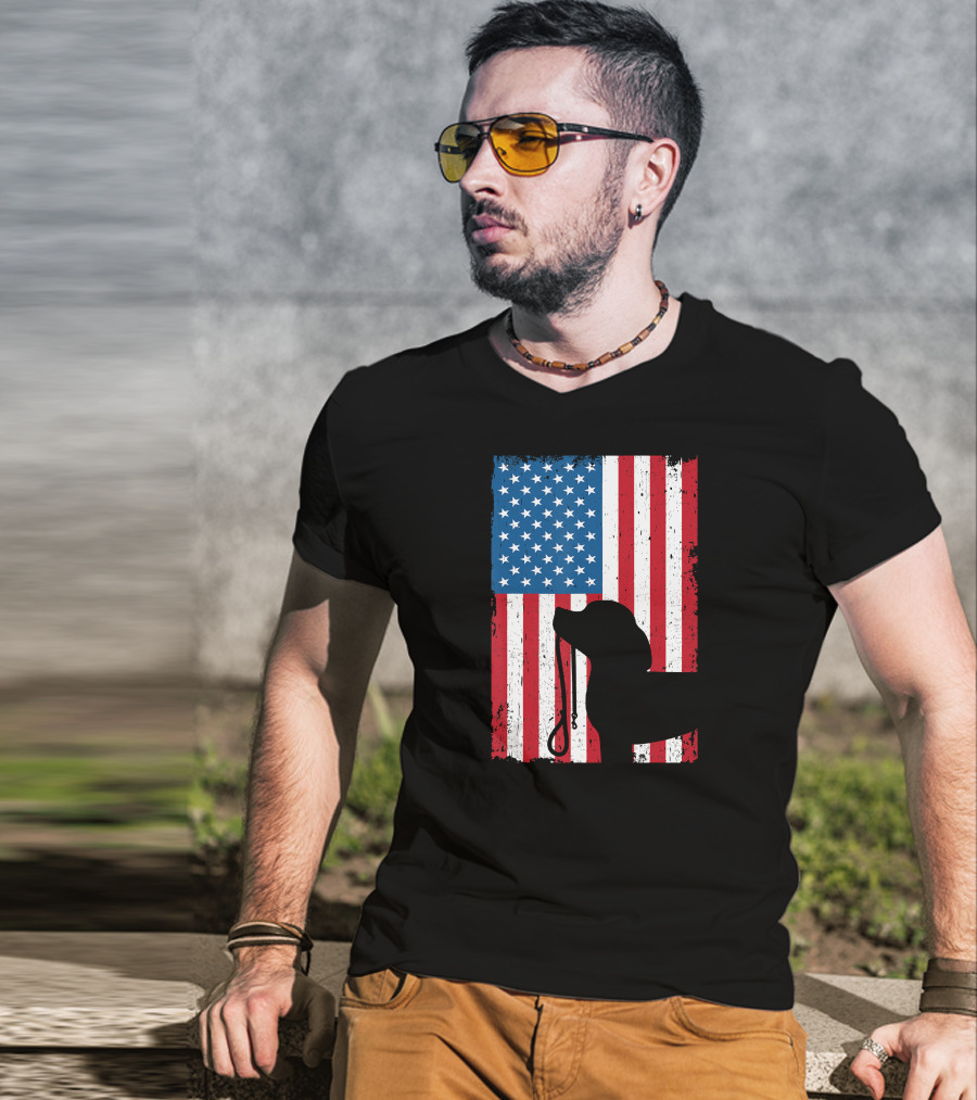 Beagle Silhouette American Flag Patriotic T-Shirt