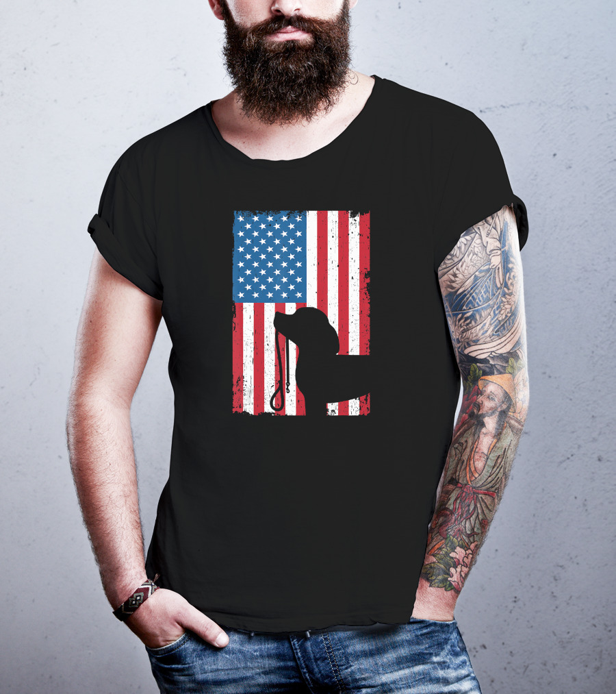 Beagle Silhouette American Flag Patriotic T-Shirt