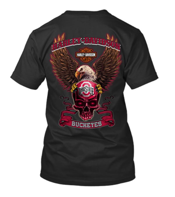 Harley Davidson Ohio State Buckeyes Eagle And Skull T-Shirt