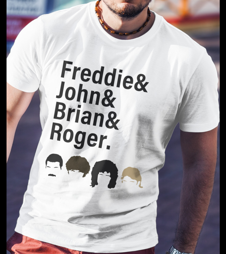 Freddie John Brian Roger Hair Silhouettes Queen Band Members T-Shirt