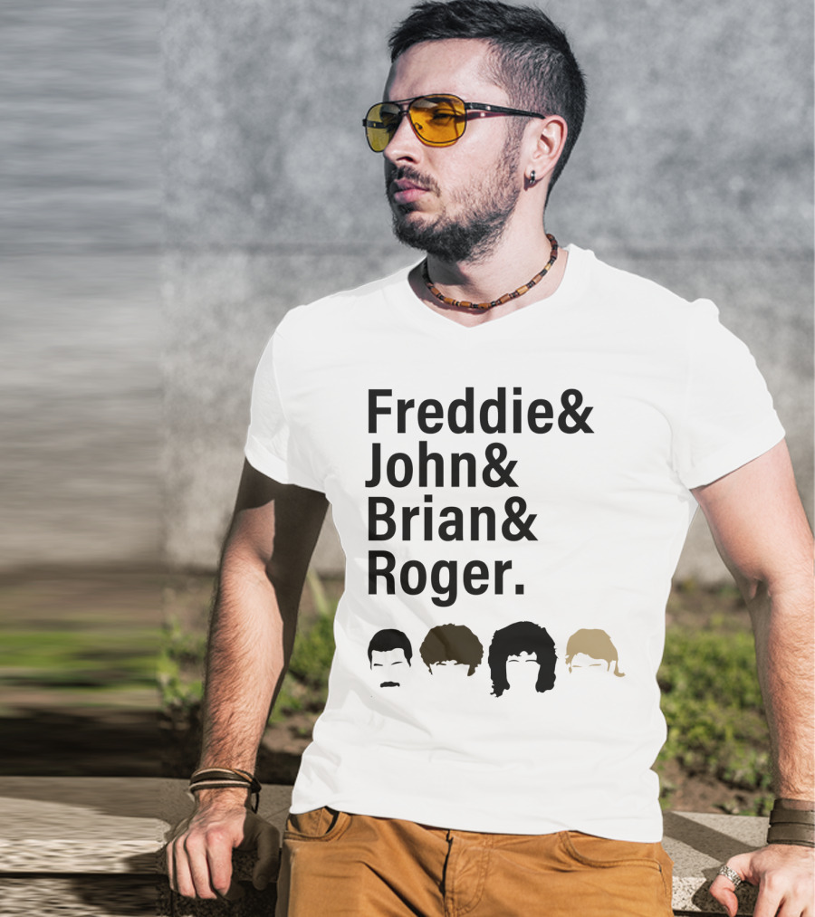 Freddie John Brian Roger Hair Silhouettes Queen Band Members T-Shirt
