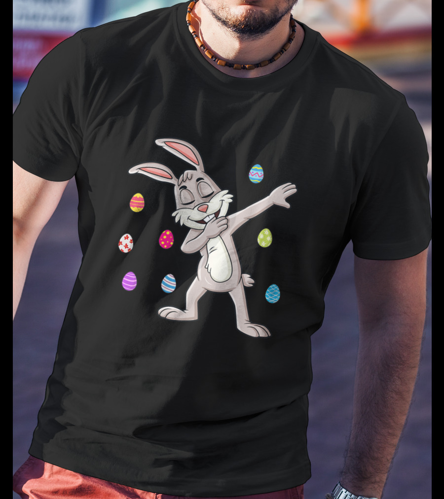 Easter Day Dabbing Rabbit With Colorful Eggs Dab T-Shirt