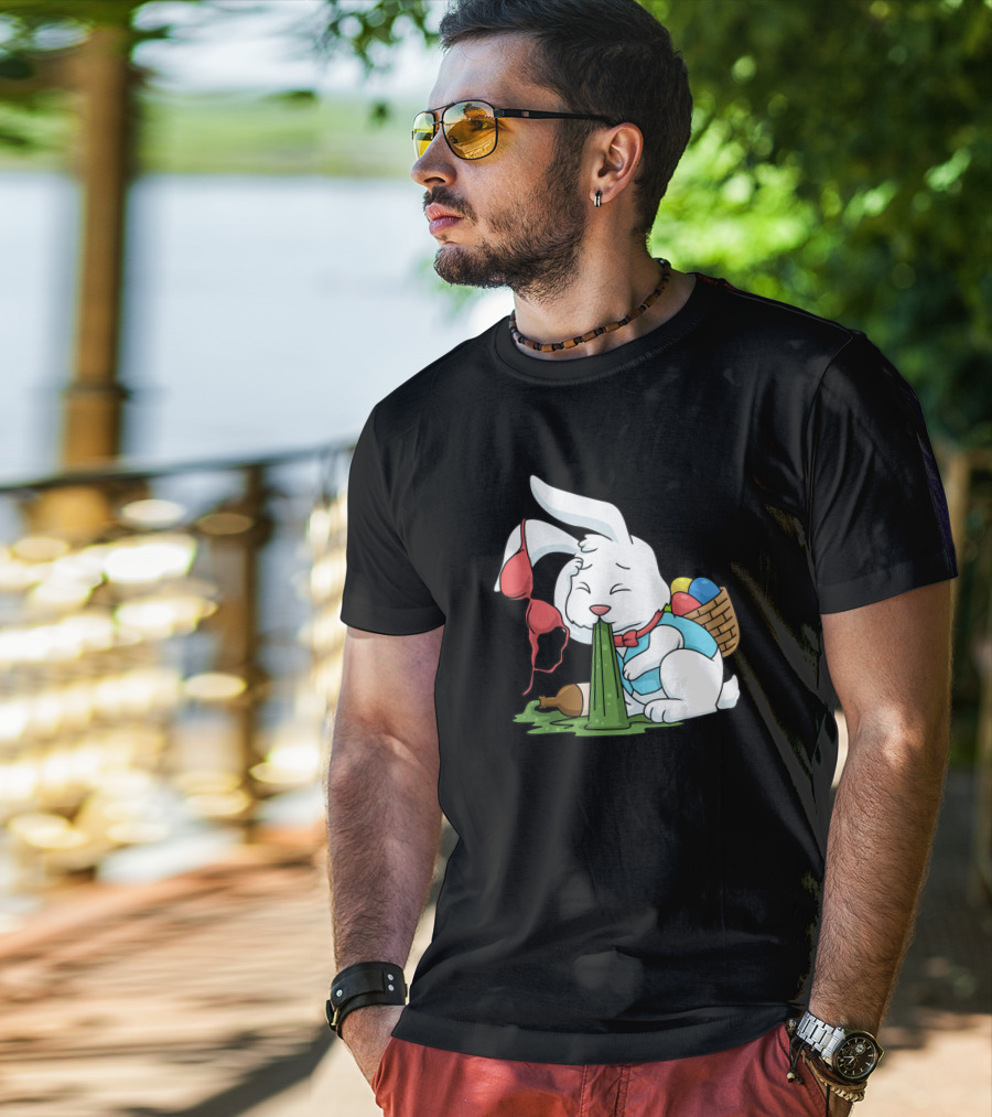 Funny Easter Bunny Egg Hunt Hangover With Bra And Eggs T-Shirt