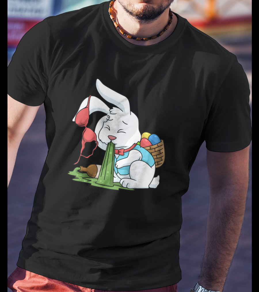 Funny Easter Bunny Egg Hunt Hangover With Bra And Eggs T-Shirt