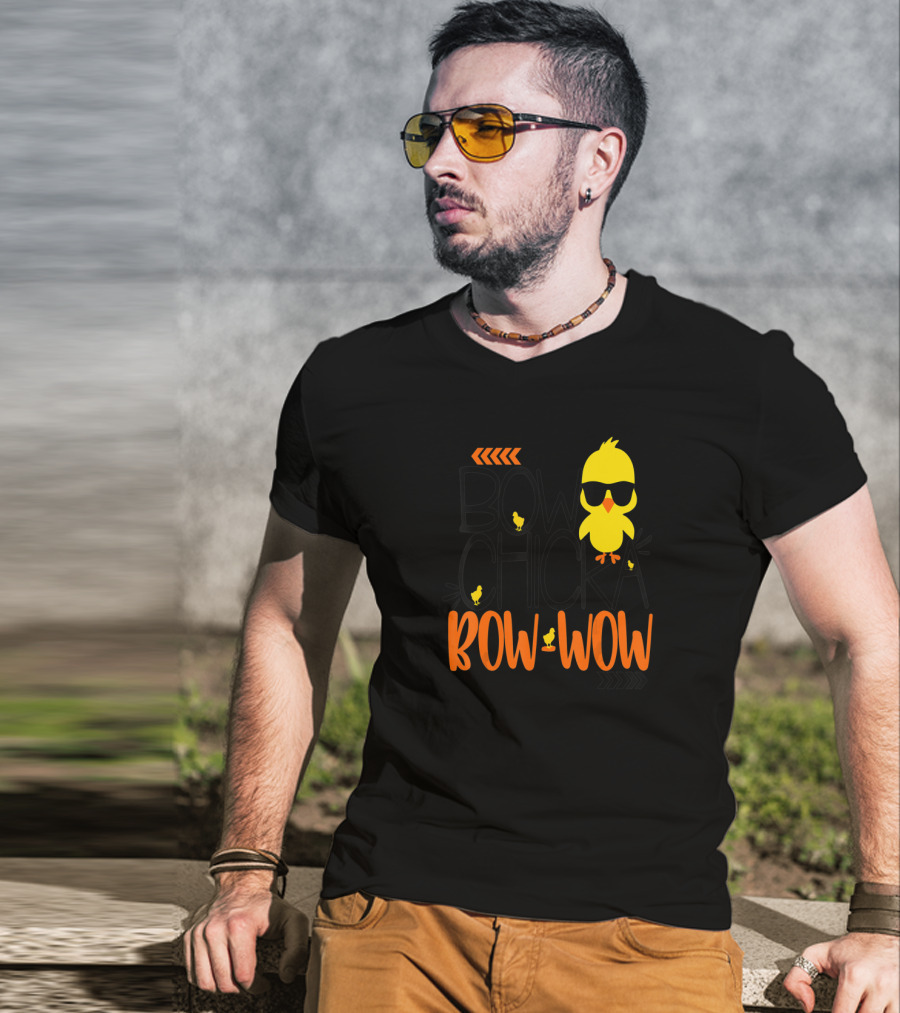 Bow Chicka Bow Wow Flirty Chick Sunglasses Easter Fun T-Shirt