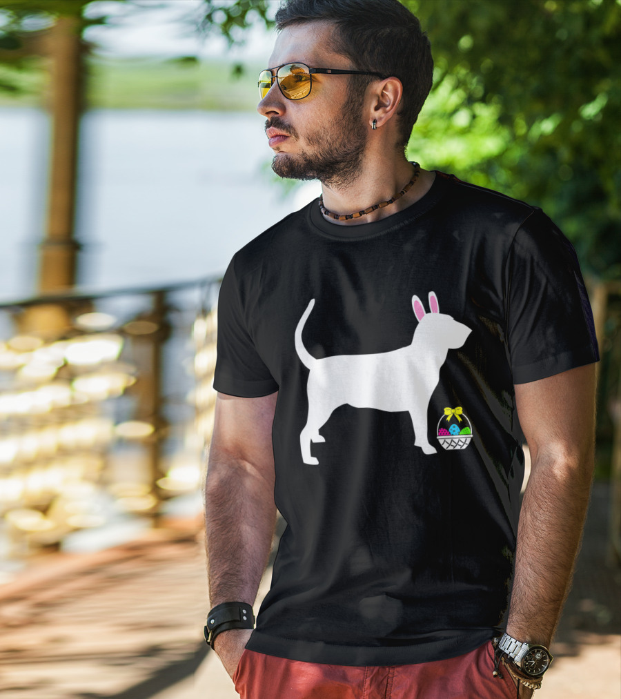 Bloodhound Dog Easter Bunny Ears Basket T-Shirt
