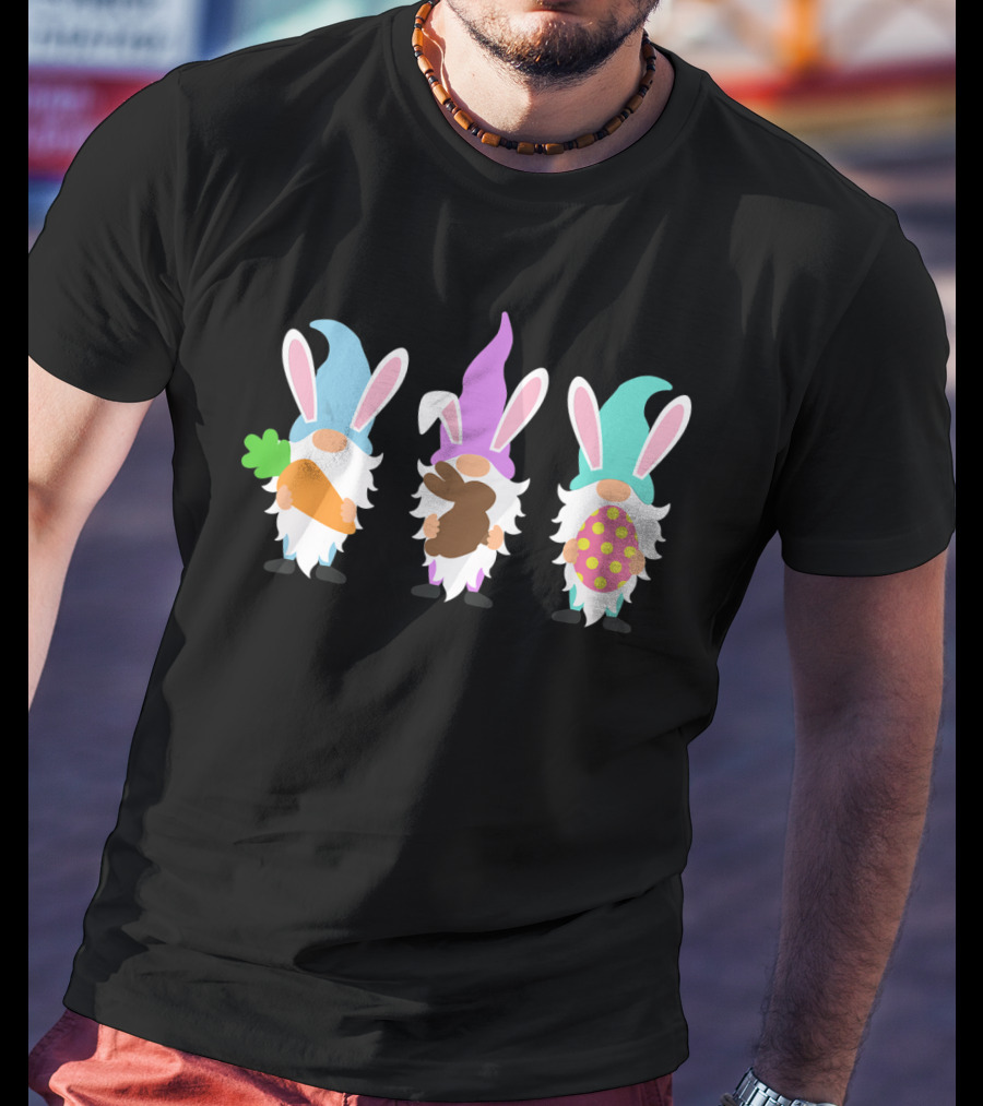 Easter Gnomes Bunny Ears Carrot Chocolate Egg Hunting T-Shirt