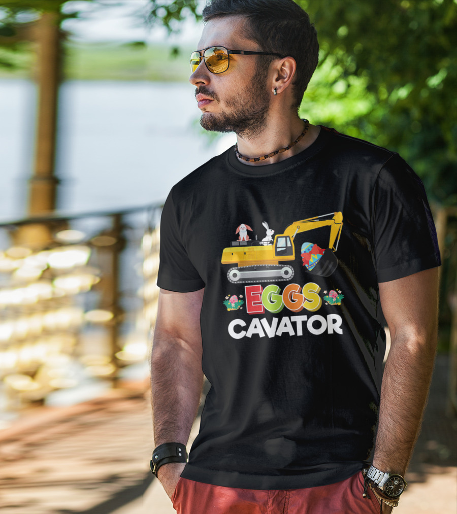 Easter Egg Hunt Toddlers Funny Eggs Cavator With Bunnies And Excavator T-Shirt