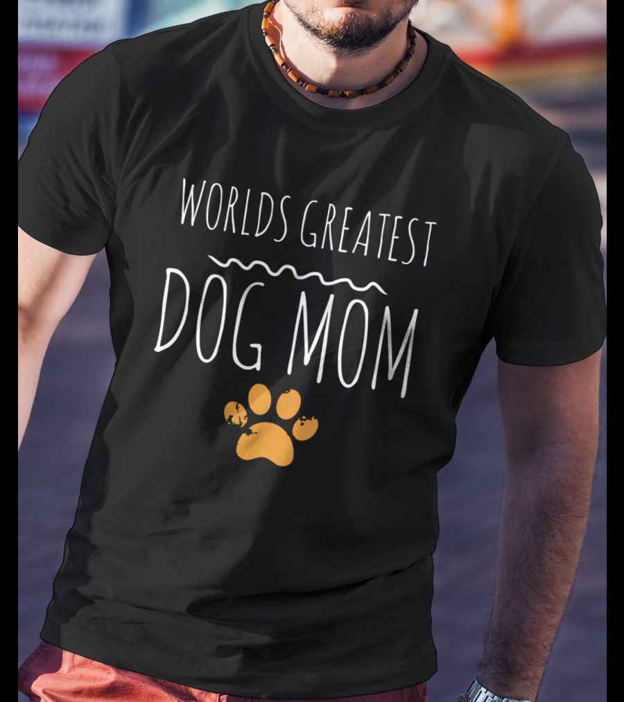 Worlds Greatest Dog Mom Paw Prints T-Shirt