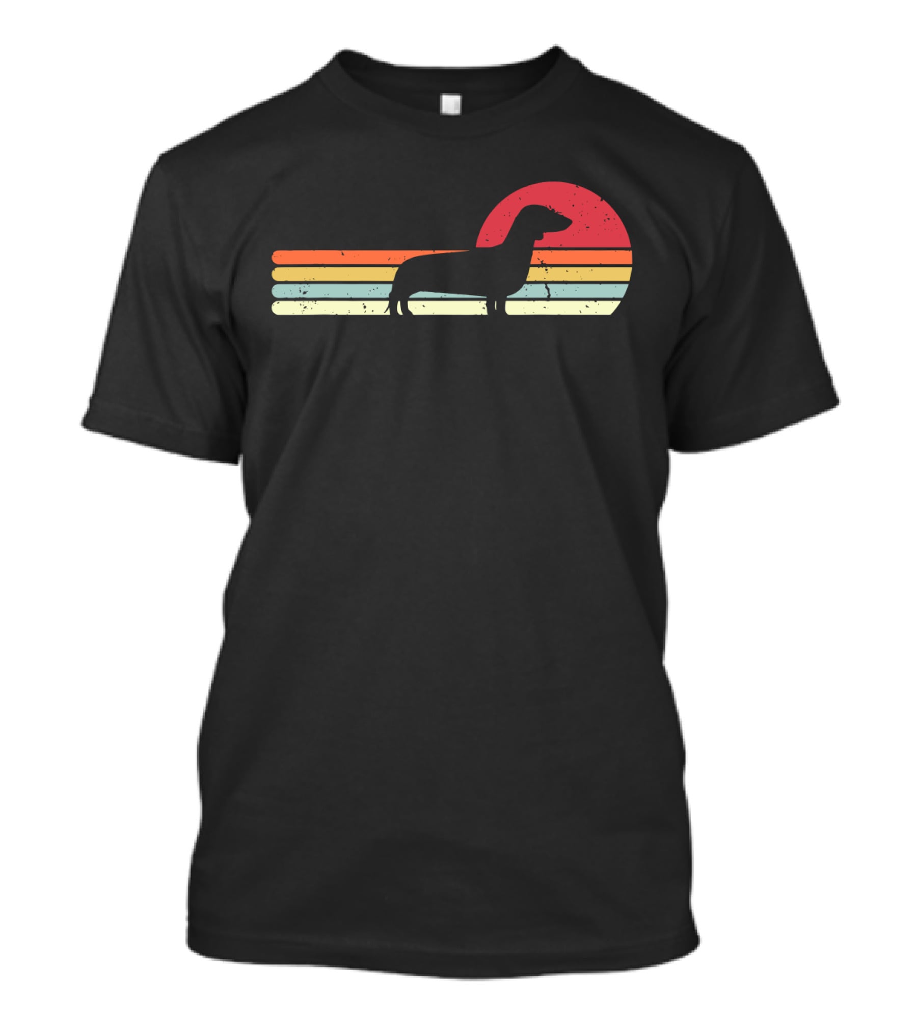 Dachshund Retro Sunset Style Vintage Stripes T-Shirt