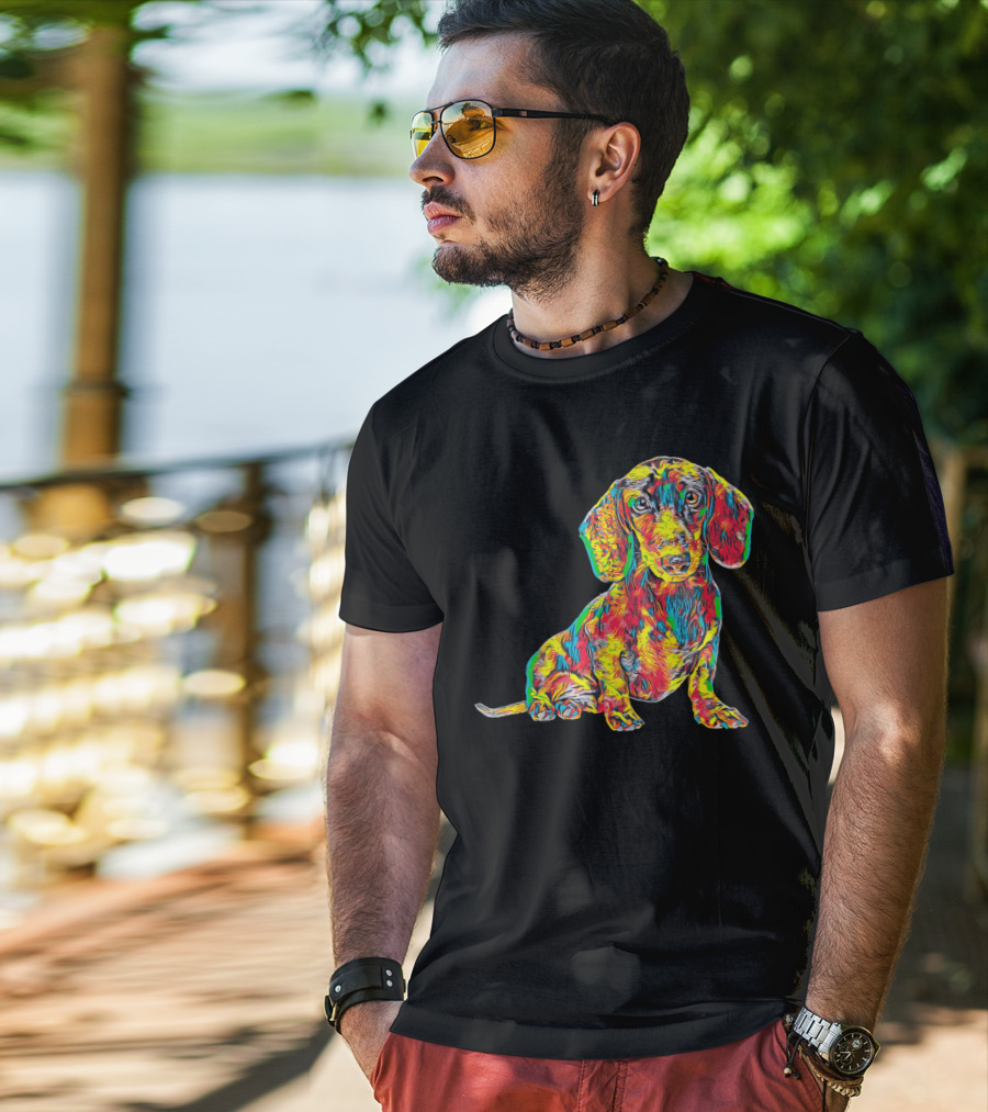 Cool Colorful Dachshund Breed Dog T-Shirt