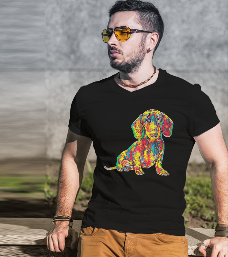 Cool Colorful Dachshund Breed Dog T-Shirt