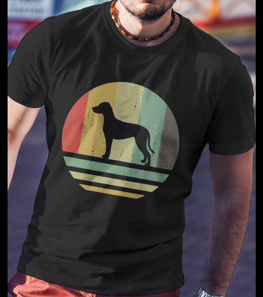 Vintage Retro Catahoula Leopard Dog Silhouette Stripes T-Shirt